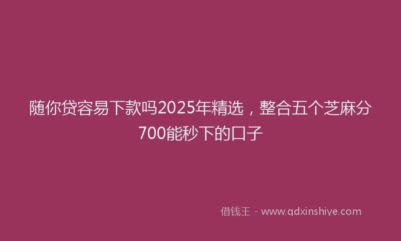 随你贷容易下款吗2025年精选，整合五个芝麻分700能秒下的口子