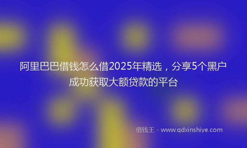 阿里巴巴借钱怎么借2025年精选，分享5个黑户成功获取大额贷款的平台