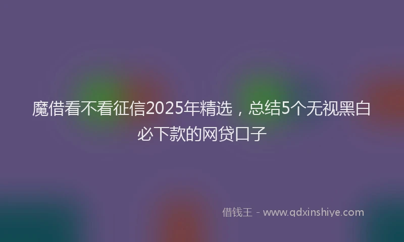 魔借看不看征信2025年精选，总结5个无视黑白必下款的网贷口子