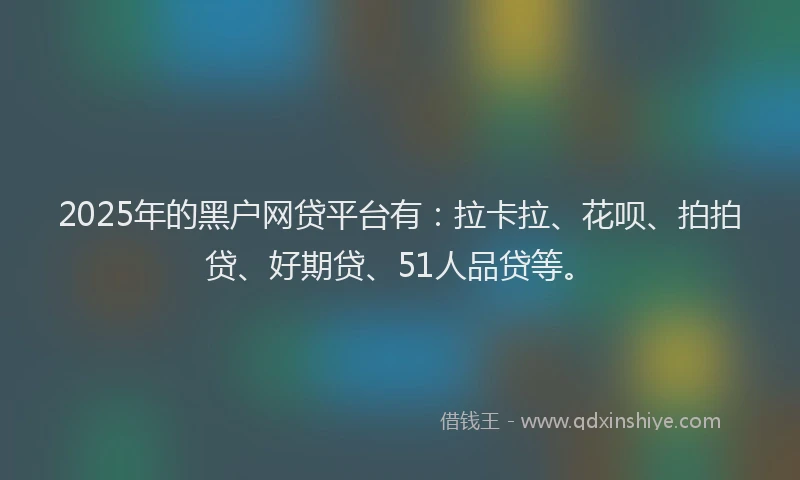 2025年的黑户网贷平台有：拉卡拉、花呗、拍拍贷、好期贷、51人品贷等。