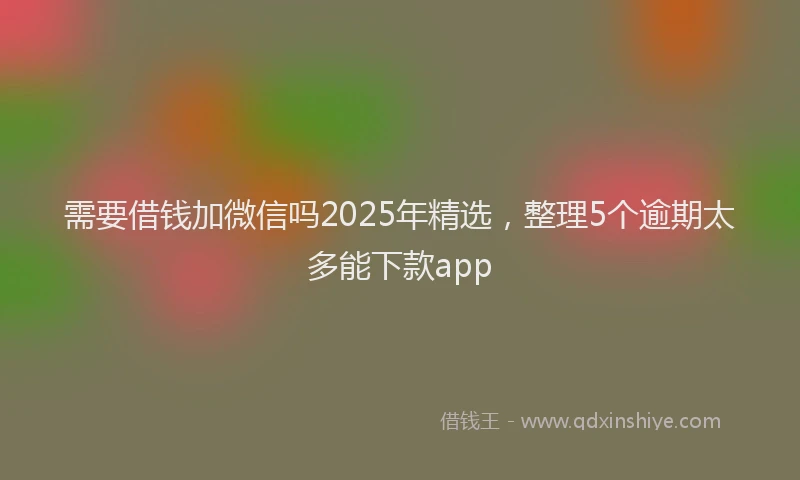 需要借钱加微信吗2025年精选，整理5个逾期太多能下款app