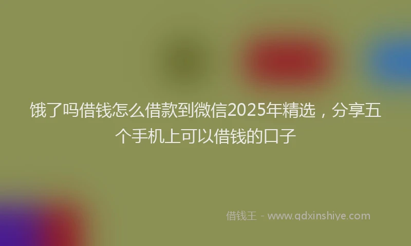 饿了吗借钱怎么借款到微信2025年精选，分享五个手机上可以借钱的口子