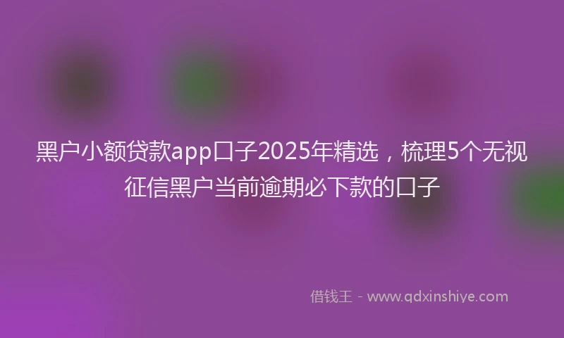 黑户小额贷款app口子2025年精选，梳理5个无视征信黑户当前逾期必下款的口子