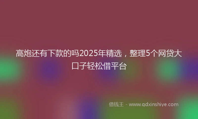 高炮还有下款的吗2025年精选，整理5个网贷大口子轻松借平台