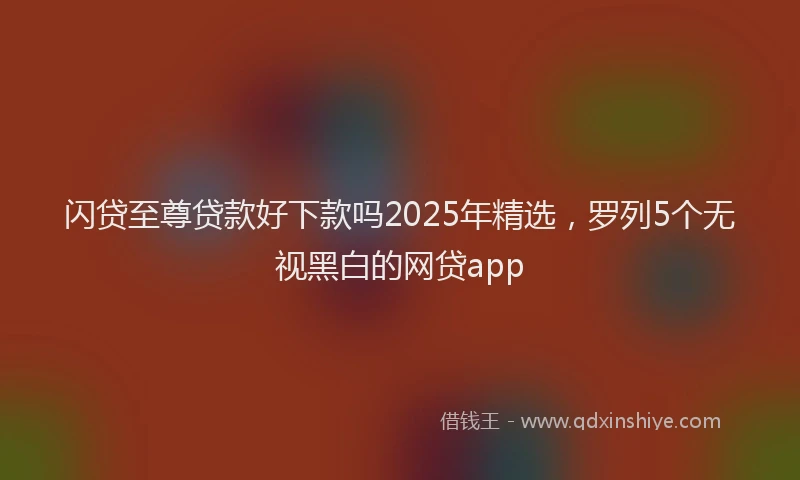 闪贷至尊贷款好下款吗2025年精选，罗列5个无视黑白的网贷app