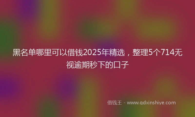 黑名单哪里可以借钱2025年精选，整理5个714无视逾期秒下的口子