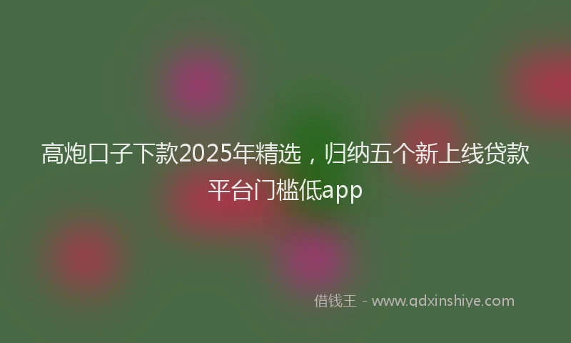 高炮口子下款2025年精选，归纳五个新上线贷款平台门槛低app
