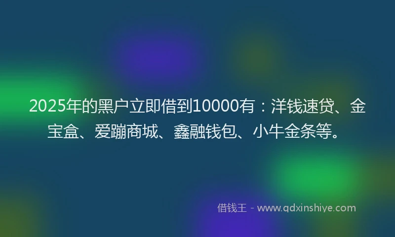 2025年的黑户立即借到10000有：洋钱速贷、金宝盒、爱蹦商城、鑫融钱包、小牛金条等。