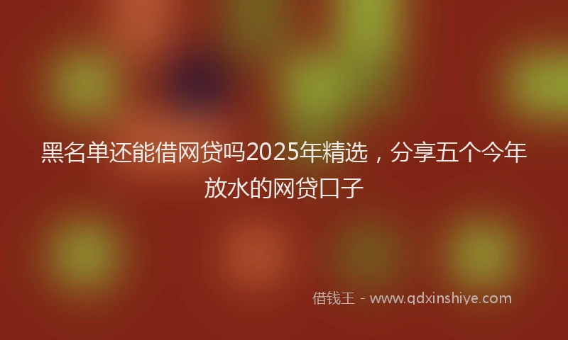 黑名单还能借网贷吗2025年精选，分享五个今年放水的网贷口子