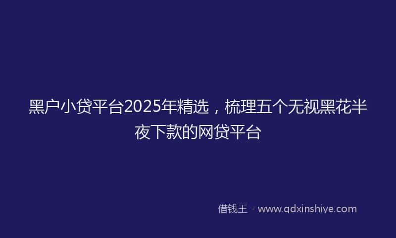 黑户小贷平台2025年精选，梳理五个无视黑花半夜下款的网贷平台