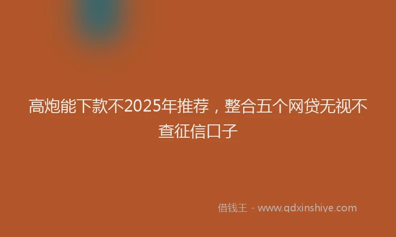 高炮能下款不2025年推荐，整合五个网贷无视不查征信口子
