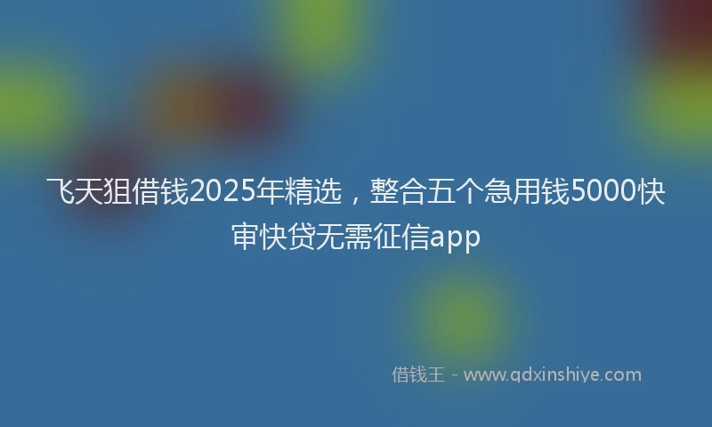 飞天狙借钱2025年精选，整合五个急用钱5000快审快贷无需征信app