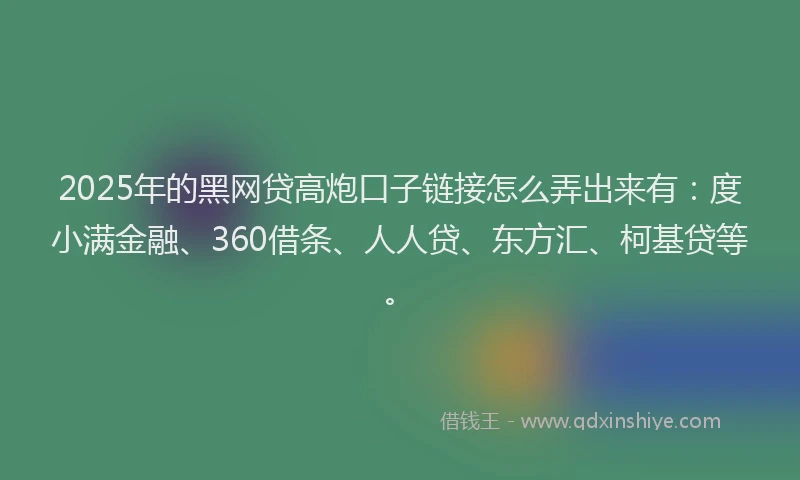 2025年的黑网贷高炮口子链接怎么弄出来有：度小满金融、360借条、人人贷、东方汇、柯基贷等。