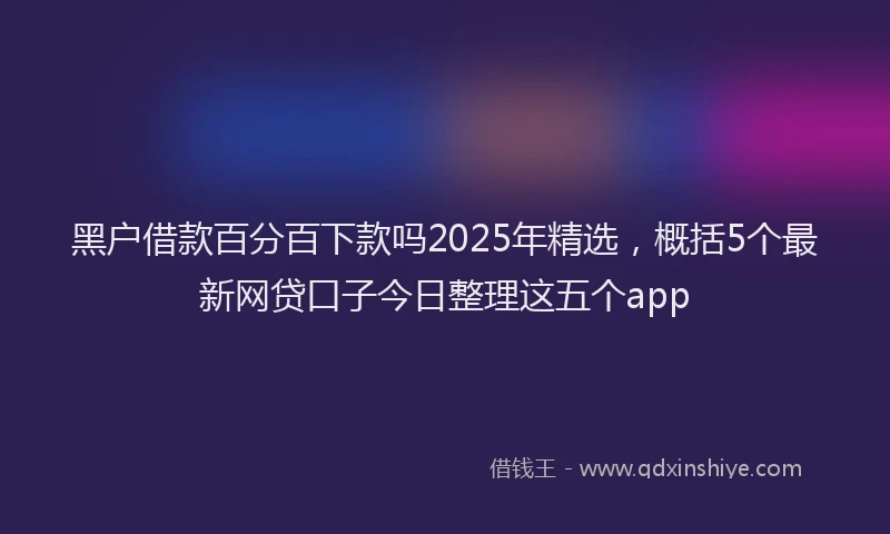 黑户借款百分百下款吗2025年精选，概括5个最新网贷口子今日整理这五个app