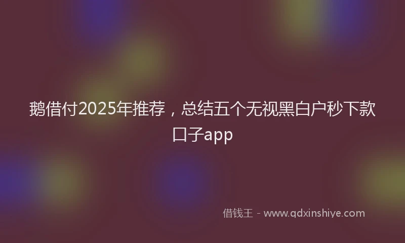 鹅借付2025年推荐，总结五个无视黑白户秒下款口子app