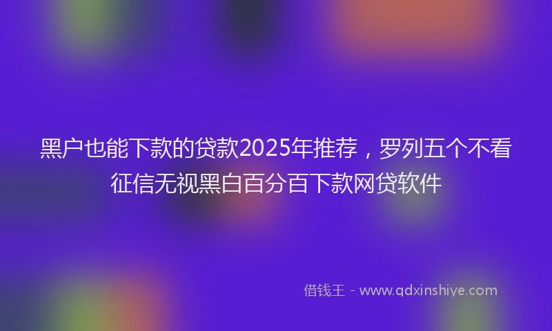 黑户也能下款的贷款2025年推荐，罗列五个不看征信无视黑白百分百下款网贷软件
