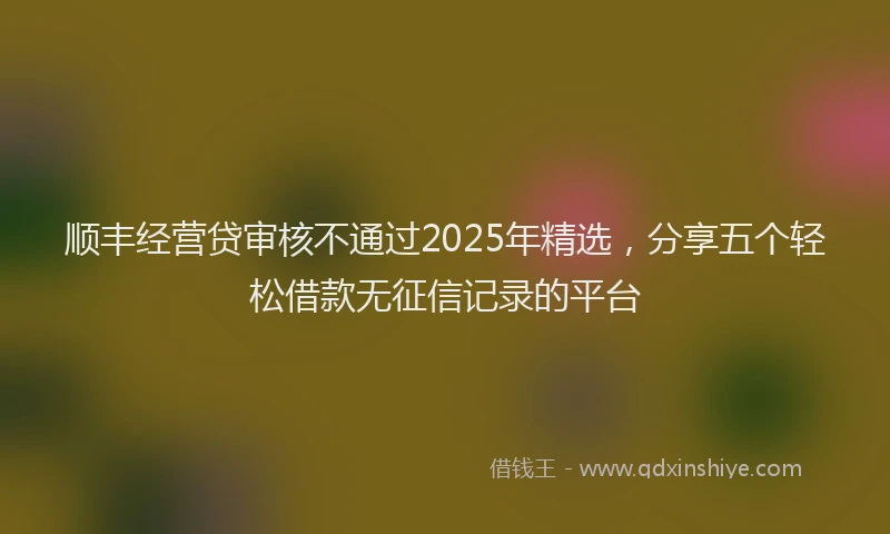 顺丰经营贷审核不通过2025年精选，分享五个轻松借款无征信记录的平台