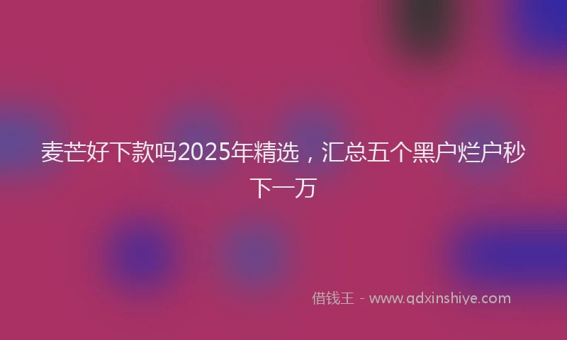 麦芒好下款吗2025年精选，汇总五个黑户烂户秒下一万