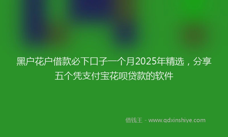 黑户花户借款必下口子一个月2025年精选，分享五个凭支付宝花呗贷款的软件