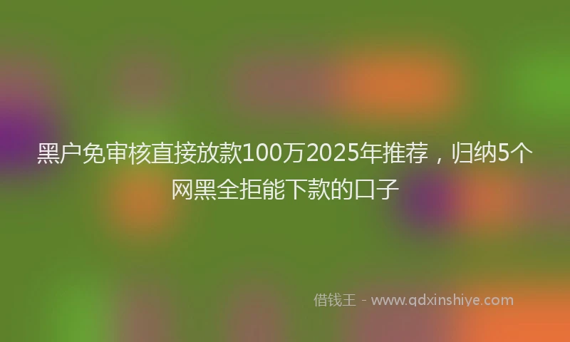 黑户免审核直接放款100万2025年推荐，归纳5个网黑全拒能下款的口子