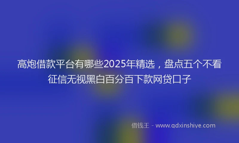 高炮借款平台有哪些2025年精选，盘点五个不看征信无视黑白百分百下款网贷口子