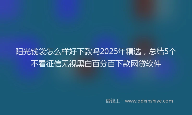 阳光钱袋怎么样好下款吗2025年精选，总结5个不看征信无视黑白百分百下款网贷软件