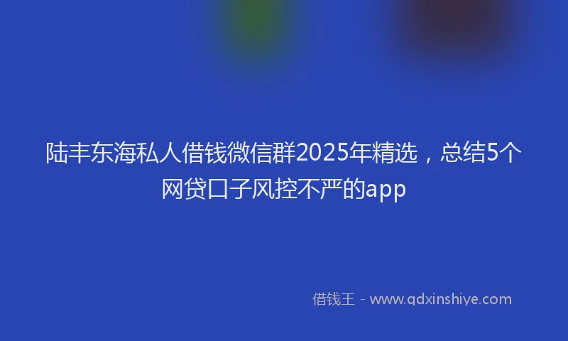 陆丰东海私人借钱微信群2025年精选，总结5个网贷口子风控不严的app