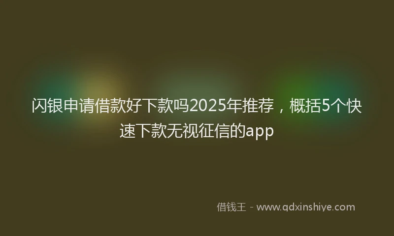 闪银申请借款好下款吗2025年推荐，概括5个快速下款无视征信的app