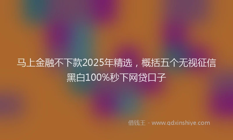 马上金融不下款2025年精选，概括五个无视征信黑白100%秒下网贷口子