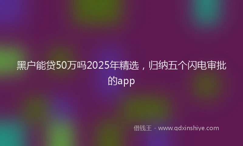 黑户能贷50万吗2025年精选，归纳五个闪电审批的app
