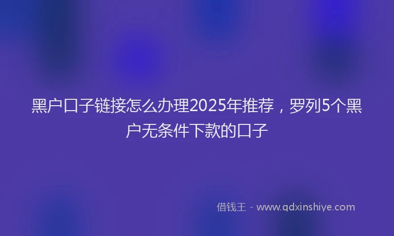 黑户口子链接怎么办理2025年推荐，罗列5个黑户无条件下款的口子
