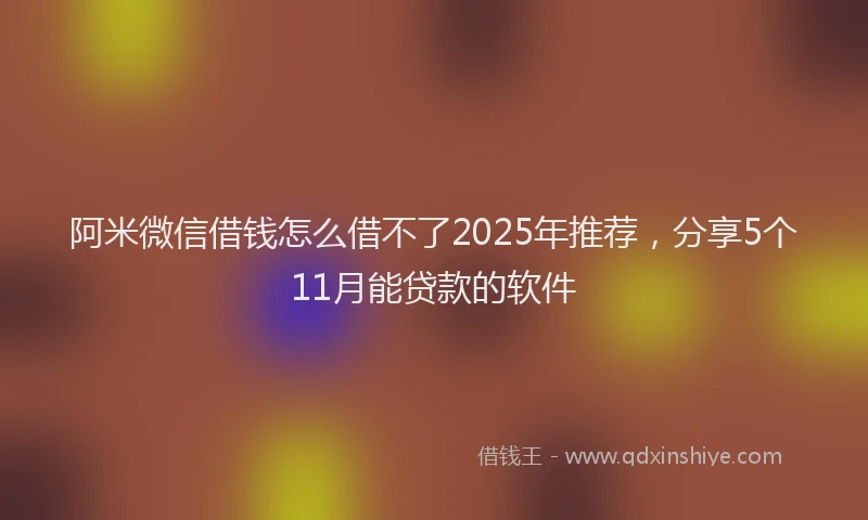 阿米微信借钱怎么借不了2025年推荐，分享5个11月能贷款的软件