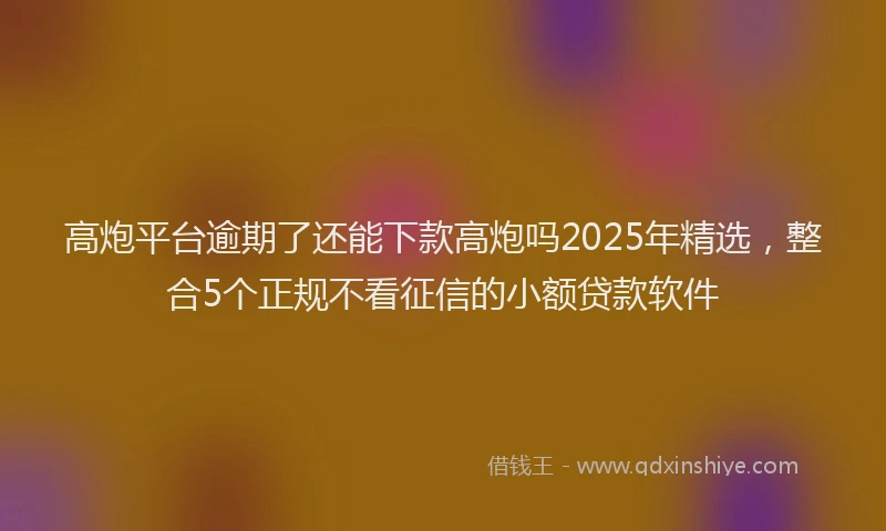 高炮平台逾期了还能下款高炮吗2025年精选，整合5个正规不看征信的小额贷款软件