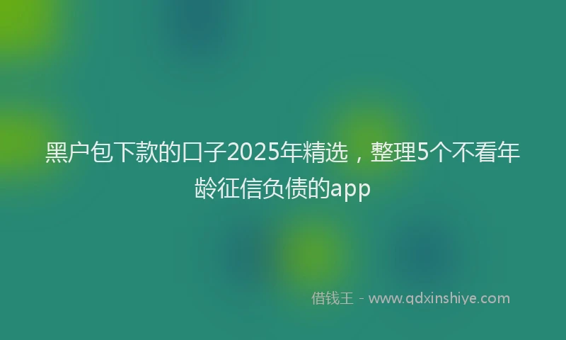 黑户包下款的口子2025年精选，整理5个不看年龄征信负债的app