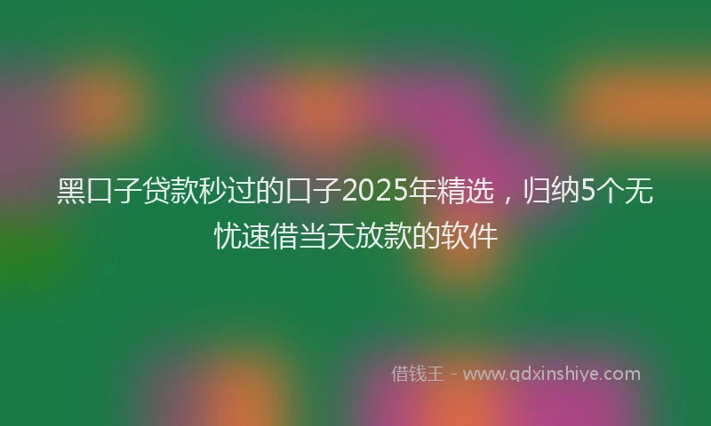 黑口子贷款秒过的口子2025年精选，归纳5个无忧速借当天放款的软件
