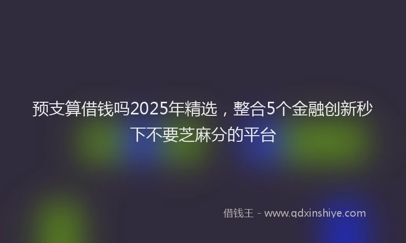 预支算借钱吗2025年精选，整合5个金融创新秒下不要芝麻分的平台