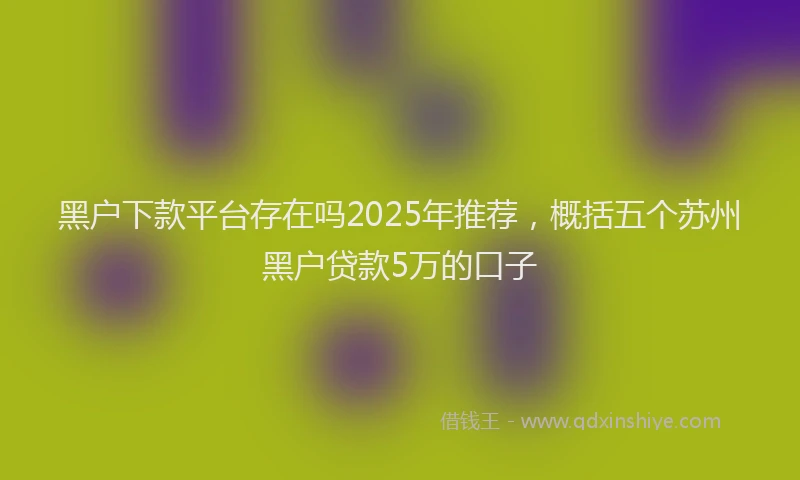 黑户下款平台存在吗2025年推荐，概括五个苏州黑户贷款5万的口子