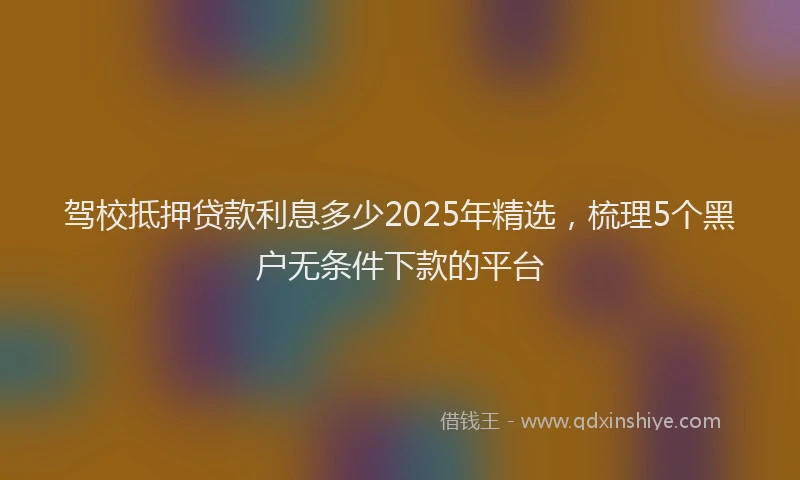 驾校抵押贷款利息多少2025年精选，梳理5个黑户无条件下款的平台