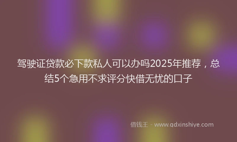 驾驶证贷款必下款私人可以办吗2025年推荐，总结5个急用不求评分快借无忧的口子