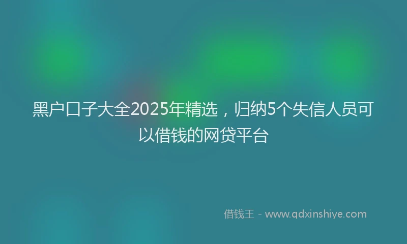 黑户口子大全2025年精选，归纳5个失信人员可以借钱的网贷平台