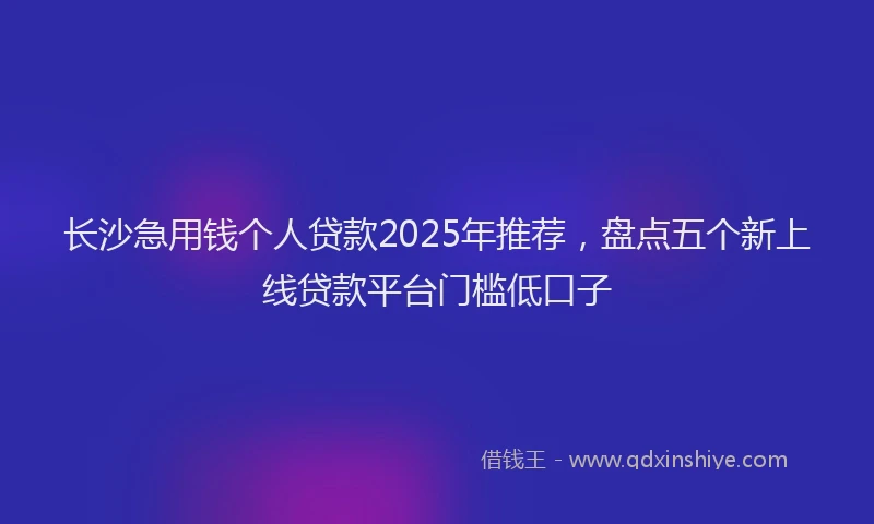 长沙急用钱个人贷款2025年推荐，盘点五个新上线贷款平台门槛低口子