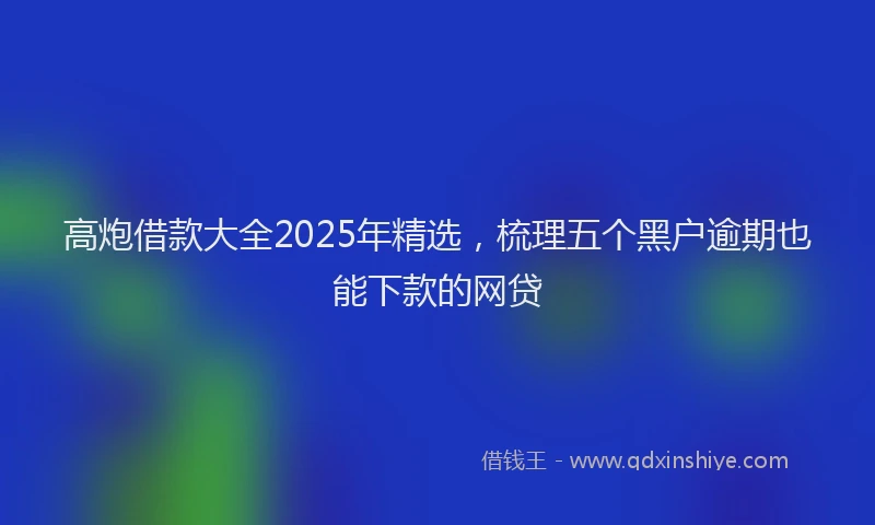 高炮借款大全2025年精选，梳理五个黑户逾期也能下款的网贷