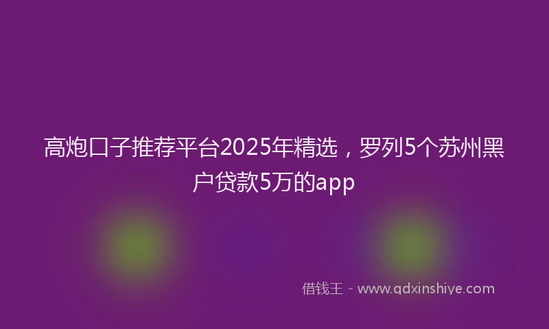 高炮口子推荐平台2025年精选，罗列5个苏州黑户贷款5万的app
