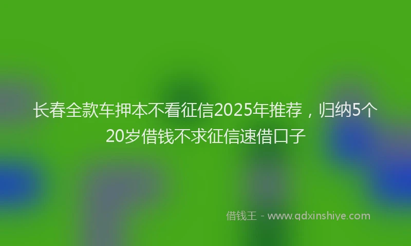 长春全款车押本不看征信2025年推荐，归纳5个20岁借钱不求征信速借口子