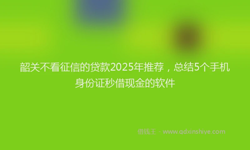 韶关不看征信的贷款2025年推荐，总结5个手机身份证秒借现金的软件