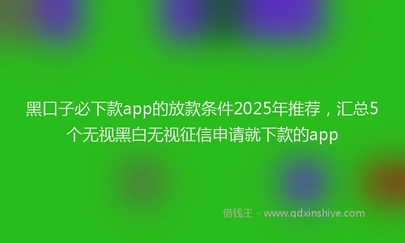 黑口子必下款app的放款条件2025年推荐，汇总5个无视黑白无视征信申请就下款的app