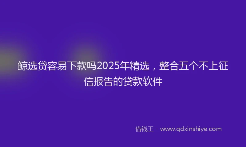 鲸选贷容易下款吗2025年精选，整合五个不上征信报告的贷款软件