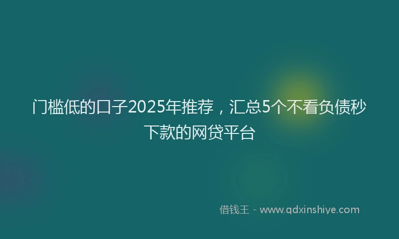 门槛低的口子2025年推荐，汇总5个不看负债秒下款的网贷平台