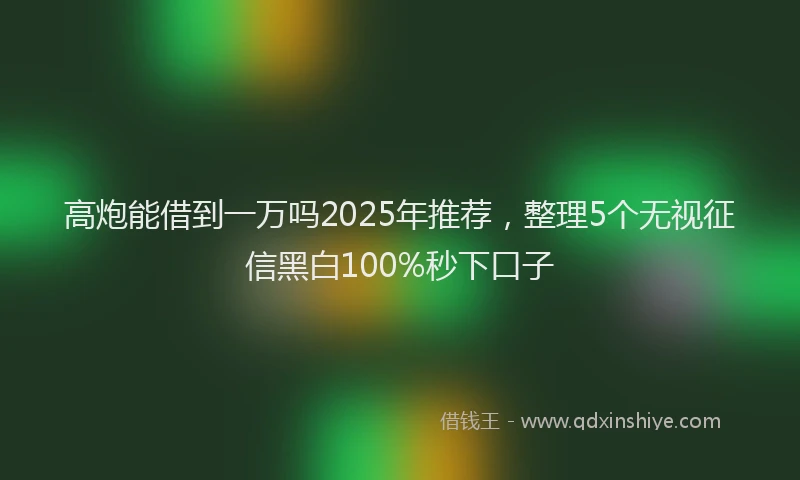 高炮能借到一万吗2025年推荐，整理5个无视征信黑白100%秒下口子