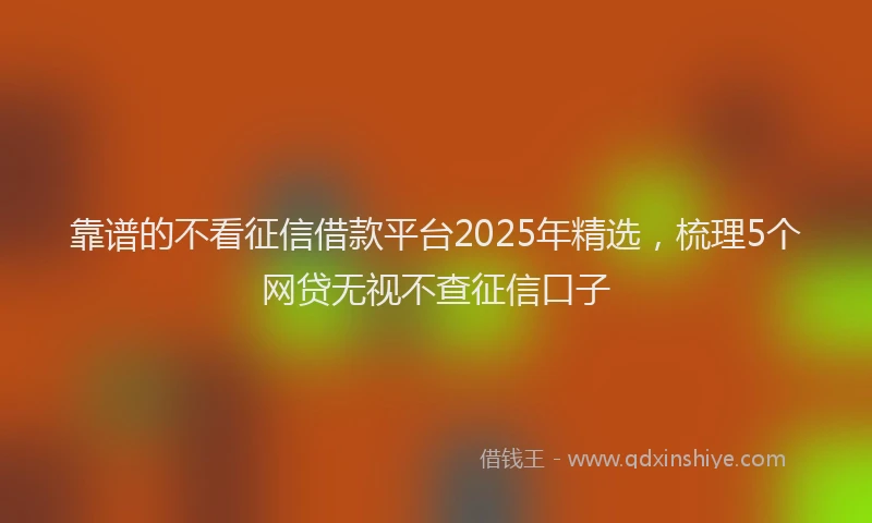 靠谱的不看征信借款平台2025年精选，梳理5个网贷无视不查征信口子